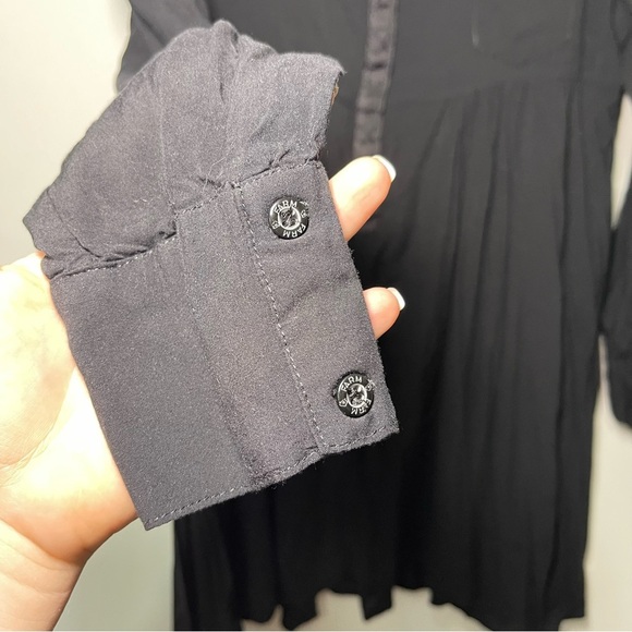 Farm rio Women's Black long sleeve deep crewneck babydoll casual shirt in size S - Picture 5 of 11